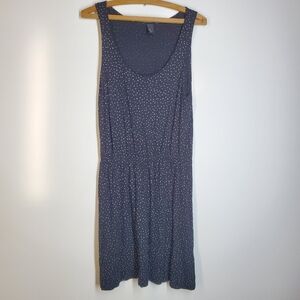 Basic H&M Black with Small White Dots Sleeveless Dropped Waist Dress.  Size M